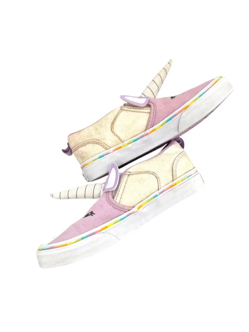 Vans Asher Unicorn Slip-On Shoes Lavendar Multicolor Sparkle Youth 2.5